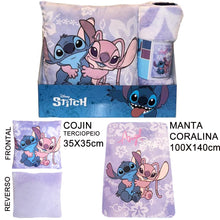 Cargar imagen en el visor de la galería, Set Manta y Cojin - Diseño Stitch y Angel
