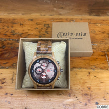 Cargar imagen en el visor de la galería, RELOJ MADERA CRONÓMETRO &quot;EBRO&quot; dorado, chocolate o cobre
